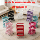 Carrinho de armazenamento multifuncional com cestos de metal de 3 camadas e estrutura metálica.